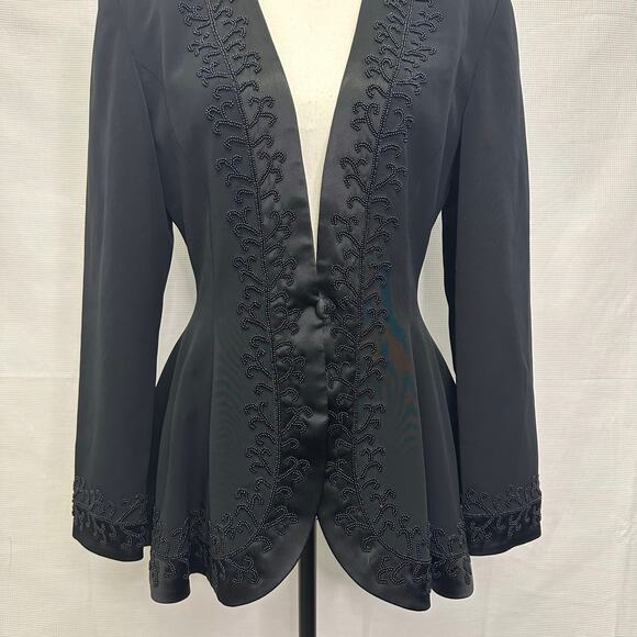 Vintage Nite Line by Shani Black Beaded Formal Jacket Size 8 - Picture 9 of 9
